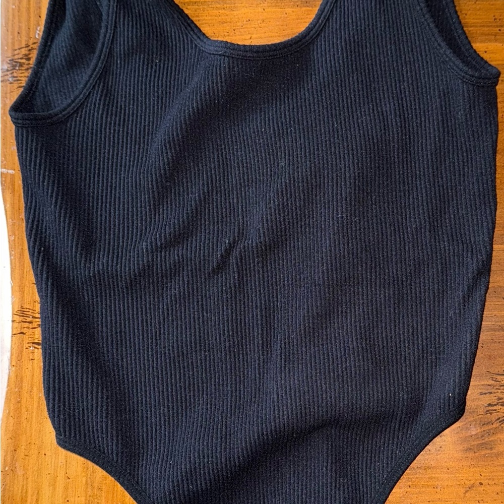 Black Ribbed Bodysuit
